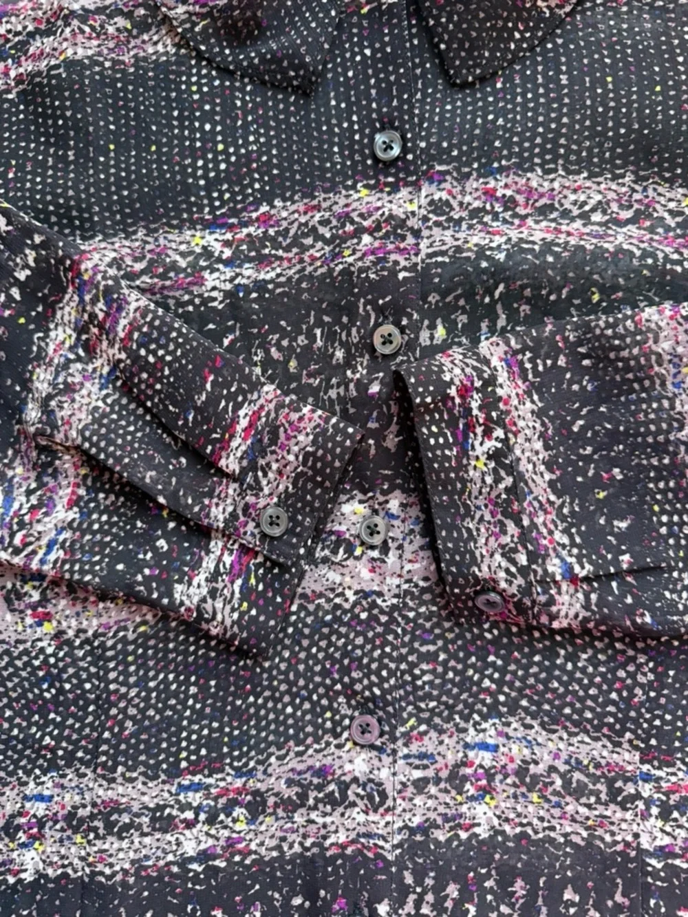 CAbi Sheer Blouse with Pink, Blue & White Speckle Print Size S Lightweight - Picture 8 of 13